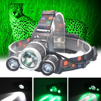 Открит Зелен/Червен/UV395nm + Бял Налобный фенер с двойно светлина, 4 режима, фаровете за къмпинг, Риболов, Лов, фаровете за улов на scorpions