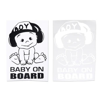 1 бр. автомобилни стикери с предупреждение За детето НА борда 18,7 см. * 12 см, бели/черни етикети за екстериора на автомобили с хубаво момче
