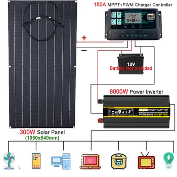 110/220v Слънчева Енергийна система 300 W ETFE слънчев Панел + 150A Контролер на Заряд + 4000 Вата-6000 Вата 8000 W Инверторен Комплект Комплект за производство на Електроенергия