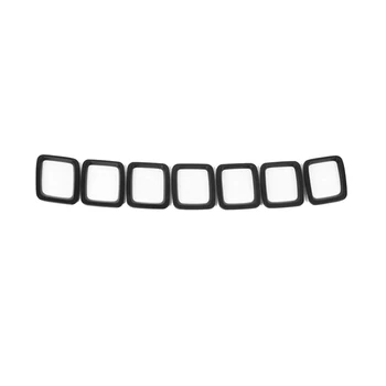 7 Бр., комплект пръстен вложки за покриване на предната решетка на автомобила, комплект накладки за 2017 2018 2019 2020 Compass (черен)