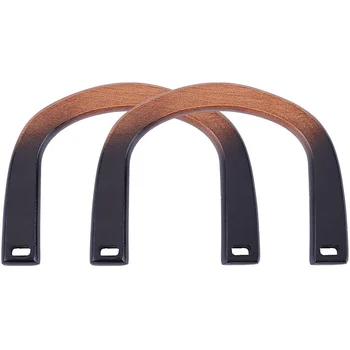 2 бр. Дървени дръжки за чантата, U-образни дървени дръжки за чанти ръчна изработка от ресни, смяна на дръжки за плажна чанта
