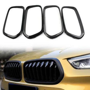 2 Предмета, лъскава черна решетка на предната броня на автомобила, рамка, накладки, украса за BMW X2 F39 2018 2019 2020 2021