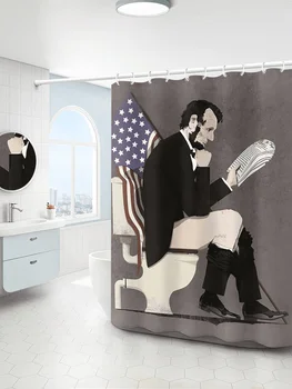 Забавен войници на САЩ, който чете, вестникарска хартия, душ Завеси от полиестер, водоустойчив 3D декорации за баня, подаръци в европейски стил