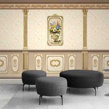 beibehang Потребителски тапети 3d стенопис луксозна европейска вила римска колона на златен фон за декорация на дома, на стената тапет 3d тапети