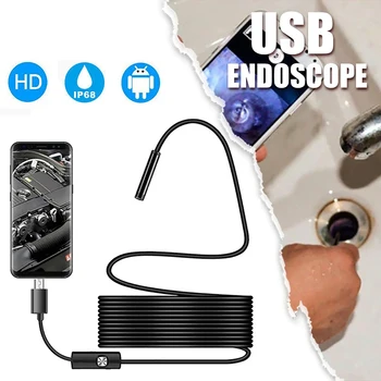 Мини-ендоскопска камера Водоустойчива IP67 Регулируем мек проводник 6 led 5 мм Ендоскопска камера за Android USB инспектиращата камера за кола