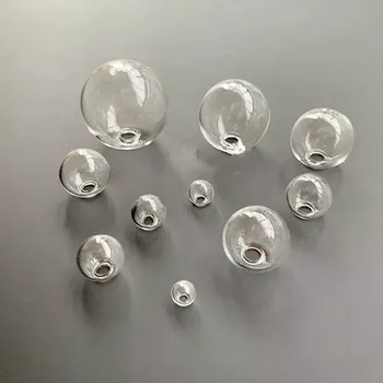 5 бр. Мини-крушка Стъклен Глобус балон кръгла топка с дупка Сам кухи стъклени топки флакон окачване стъклена бутилка колие бижута