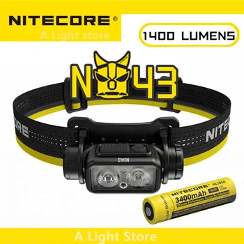 Налобный фенер NITECORE NU43, налобный фенер за нощуване на открито, светло налобный фенерче, лесен налобный лампа за къмпинг, джогинг, разходки