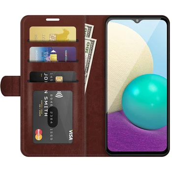 A022 Калъф за Samsung Galaxy А02 (6,5 инча), една чанта-портфейл, стент за карти, книга, Изкуствена кожа, Флип, черно 02A A 02 GalaxyA02 SM-A022F