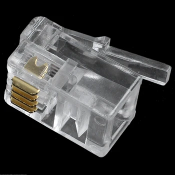 Прозрачна пластмаса 30 бр 4P4C конектор RJ9 телефонен адаптер