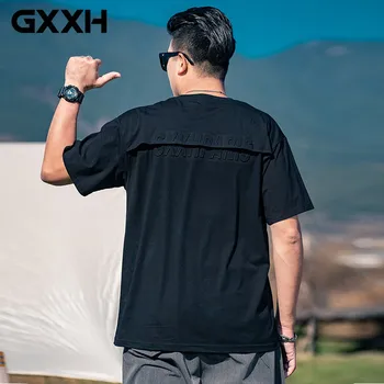 GXXH 2023 Лятна мъжка тениска Размер Плюс 7XL 6XL Оверсайз, Мъжка Тениска с кръгло деколте и къси ръкави от 95% Памук, Мъжки Ежедневни Черно-Бели Тениски