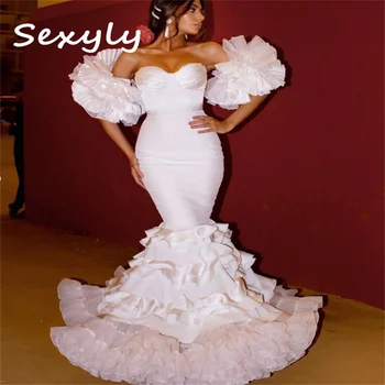 Сватбена рокля за фламенко 2023, яка, къс ръкав, Бяла Русалка, църковните сватбени рокли, на няколко Нива на испанската гражданска дамски парти на булката