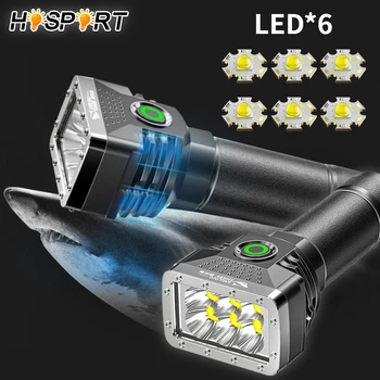 USB Акумулаторна 6LED фенерче, led фенерче с висока яркост, led захранване, аварийно мощен фенер на далечни разстояния за улицата