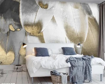 beibehang стенопис 3d Индивидуални съвременната мода ретро златното перо в скандинавски стил фреска, фон стенни тапети за декорация на дома