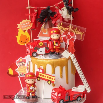Пожарна Стълба Камион Украса на Торта За Ден за защита на децата, Топперы за тортата С 