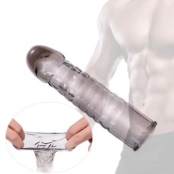 Силикон за Многократна употреба презервативите за мъже, ръкав за уголемяване на пениса, удължаване на пениса, който подобрява ерекцията, лек за импотентност, секс играчки за мъже 18+