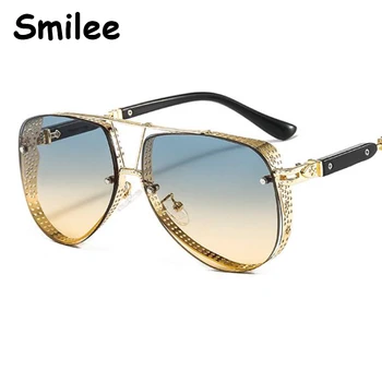 Ослепителни метални слънчеви очила в стил steampunk, луксозни пилотните нюанси, реколта дизайнерски слънчеви очила с кухи цифри, женски мъжки летни очила