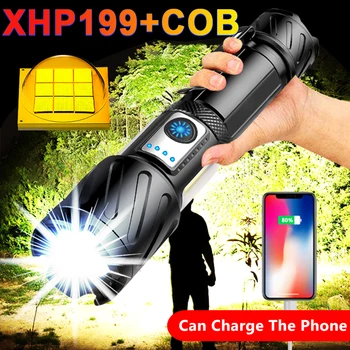 50000LM Супер ярки led фенерче XHP199, Мащабируем USB батерия, Мощен Магнитен лампа, Водоустойчив 18650 Тактически фенер