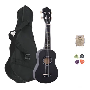 21-Инчов дървена хавайска китара с 4 струни за начинаещи, ukulele, подарък за деца, начални музикални инструменти, Сопран, бас-китара с чанта, многоцветен