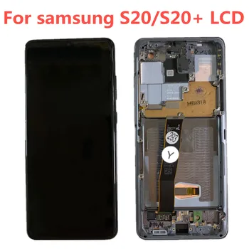 Оригиналният Super AMOLED дисплей със сензорен екран за Samsung Galaxy S20 G980F S20 + G985F S20PLUS G985U LCD дисплей с Рамка на екрана