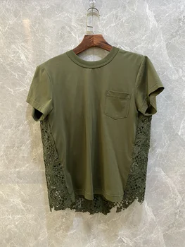 2022SS Лятна Нова Дамски Висококачествени Ежедневни Водорастворимая Тениска С Цветен Модел, Дамски Модни Блузи, 2 Цвят, Пакетче