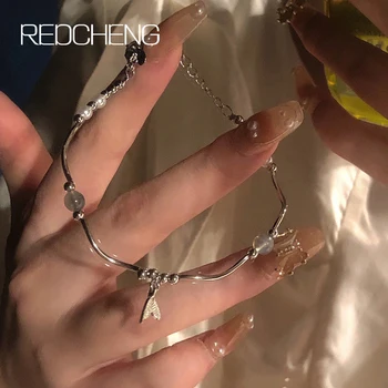 Redcheng, нов модерен романтичен гривна от мъниста под формата на рибено опашката за жени, искрящи не выцветающие опали, подарък за годишнина от сватба, бижута на китката