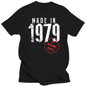Мъжки тениски на рожден ден, направени през 1979 г., всички оригинални резервни части, на новост, върхове с кръгло деколте, риза от чист памук, черна тениска
