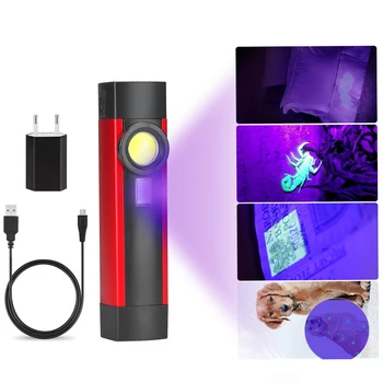UV 365нм фенерче LED ултравиолетова невидим фенерче с магнит за етикетиране на петна от домашни любимци Вградена батерия 18650