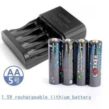 Литиева батерия от 1,5 AA Акумулаторна батерия + зарядно устройство Micro 5V Бързо зарядно устройство за акумулаторни батерии аа и ааа