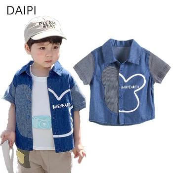 Ризи момчета в корейски стил от 1 до 6 години, Ризи с отворотами с модел от картун за момичета, лятна мода 2022 година, риза за малки момчета, детски дрехи
