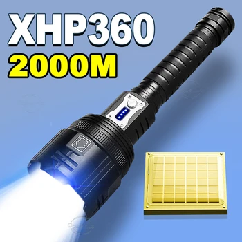 Мощен Фенер XHP360 СЪС Зареждането чрез USB, Увеличение 2000 м, Армейски Тактически Фенер XHP70, Преносим Фенер, Мощни Led Светлини