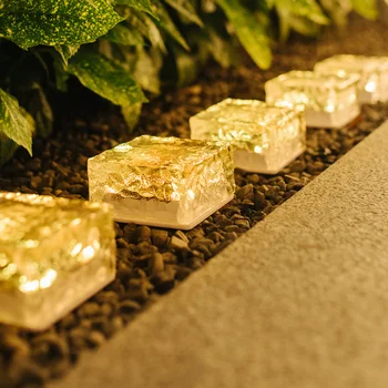 4 / 6LED Слънчев тухла Ice Cube светлини Водоустойчив машина Озеленени пътеки Лампи за декорация на градината Външни Коледни светлини