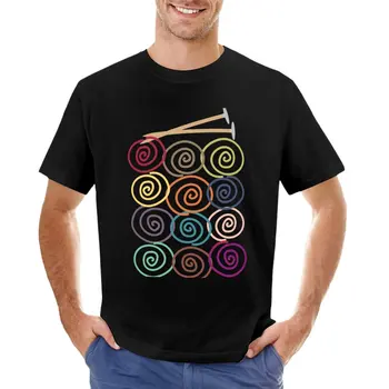 Цветни топки от прежда със спици, тениска мъжка тениска с блондинка, забавна тениска, мъжки памучен тениска