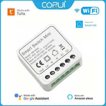 CORUI Sasha WIFI Smart Switch Mini 16A Устройство Включване-изключване на Smart Life 2 Начина за Управление на Прекъсвач Алекса Google Home Гласово Управление