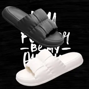 2022 нови сатенени чехли с дебела подметка 4 см, женски летни домашни чехли с дебела подметка, меко дъно за вана, нескользящие чехли за двойки, мъжки