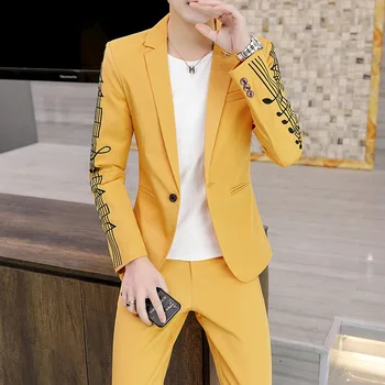 Нов Мъжки костюм, Оборудвана корейски вариант Малък костюм, Младежки Случайни Красив Мъжки Trend костюм Уил Уэста Homme костюм