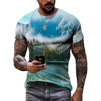 Модерни стилни тениски с 3D-принтом Унисекс, мъжки ежедневни ризи с къс ръкав, улични тенденция летни тениски, потници