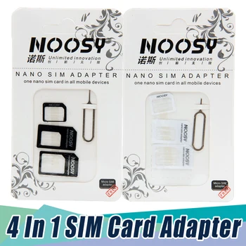 добър брой на 4в1 Noosy Нано адаптер за sim-карти + Адаптер за Micro Sim карти + Стандартен адаптер за СИМ карта за телефон на 1000 компл./лот = 4000 бр.
