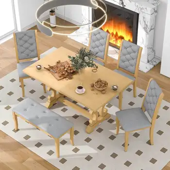 Трапезария апартамент в ретро стил от 6 теми с Крака за маса с уникален дизайн и покрити с поролоном облегалки, седалки и възглавници За вътрешната ресторантьорска мебели