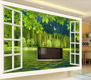 wellyu papel de parede, индивидуални голям стенопис, модерни подобрения в дома, 3D изглед, зелен пейзаж, ТЕЛЕВИЗИЯ, тапети тапети