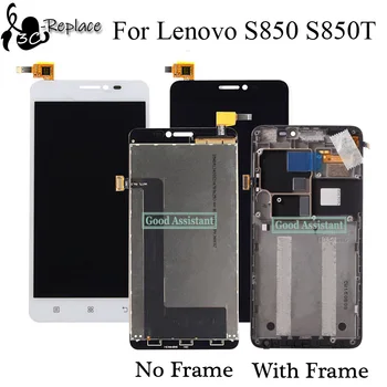100% Тествани Черно-Бял 5,0 инча За Lenovo S850 S850T LCD дисплей Със Сензорен екран и Дигитайзером В Събирането С Рамка