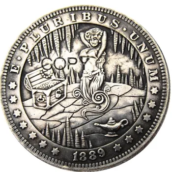 HB (10) Монети-копие долара 1889 г. P-S-CC-O Morgan със сребърно покритие
