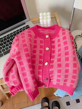 Пуловер за момичета, жилетка, пролетно-есенен детски пуловер пуловер за момичета, зимни дрехи за момичета, вязаная на горно облекло
