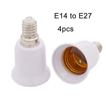 4 бр. В опаковка Адаптер E14 до E26 E27 За sconces свещ E14 със Средна Розетка E26 E27 Преобразувател на Основата на Лампата за употреба за Подмяна на Контакти, Полилеи