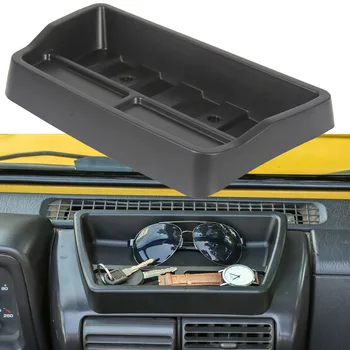 1X Кутия-органайзер за Jeep Wrangler TJ 1997-2006, на горния панел за съхранение на арматурното табло, черни аксесоари за екстериора на автомобила, от ABS-пластмаса