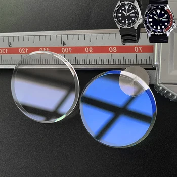 Плоски сапфирен кристал за Seiko Skx007 SKX009 SKX011 SKX173 SKX171 SKX175 7002 Кристални детайли от Часовата стъкло с фаской AR син цвят
