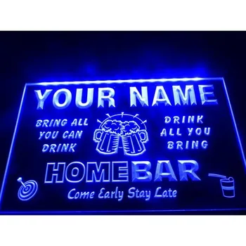 Името на Персонални Семейна Чаша за домашно приготвяне Наздраве Beer Bar Led Неонова светлинна табела 
