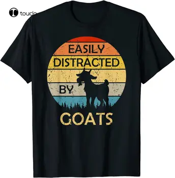 Лесно се разсейва на кози, ретро реколта забавна тениска за любителите на кози, мъжки t-shirt