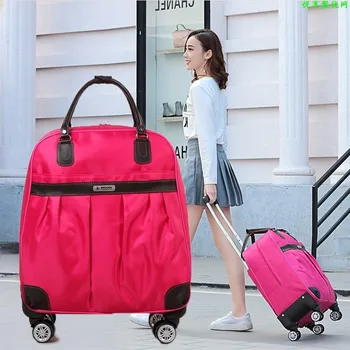 Дамски чанта за багаж, чанта-количка за момичета, водоустойчив оксфорд количка на колела, куфар дама в количка