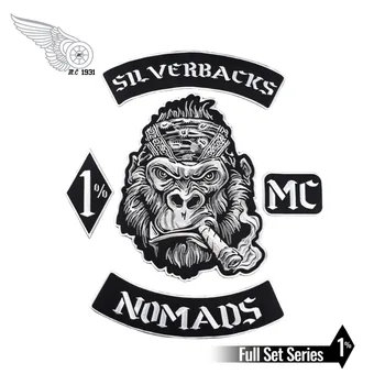 Nomads Silverbacks MC 1% кръпка от черна саржевой плат с бод Безплатна доставка подходящ за якета с индивидуален дизайн 