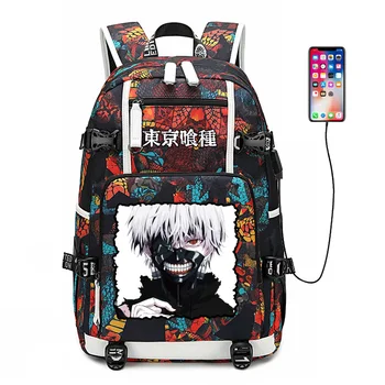Раница Tokyo Ghoul Kaneki Ken с USB порт, чанта-раница с змеиным модел, ученически чанти за тийнейджъри, пътна чанта за лаптоп